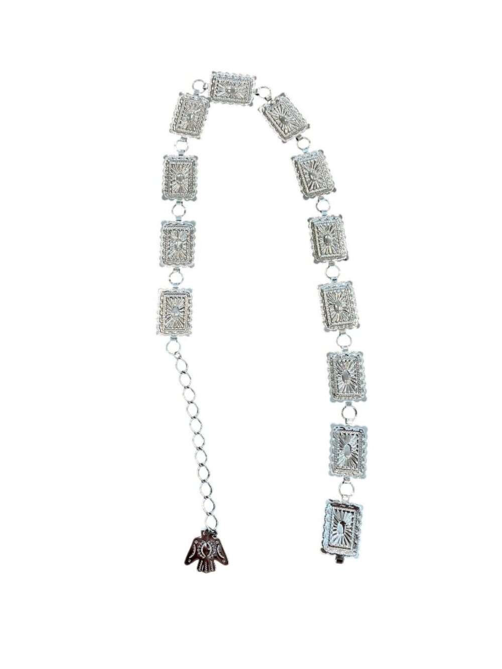 Concho Link Silver Metal Adjustable Chain Belt Western Style Women's Size S-M
